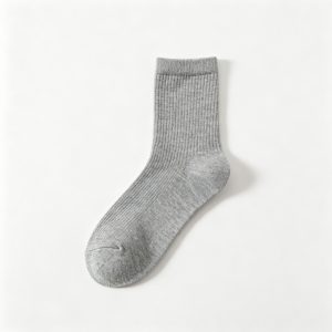 Gray Cotton Crew Length Socks