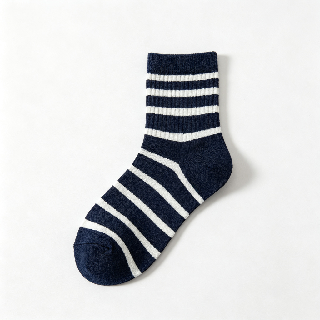 Navy Stripe Crew Socks