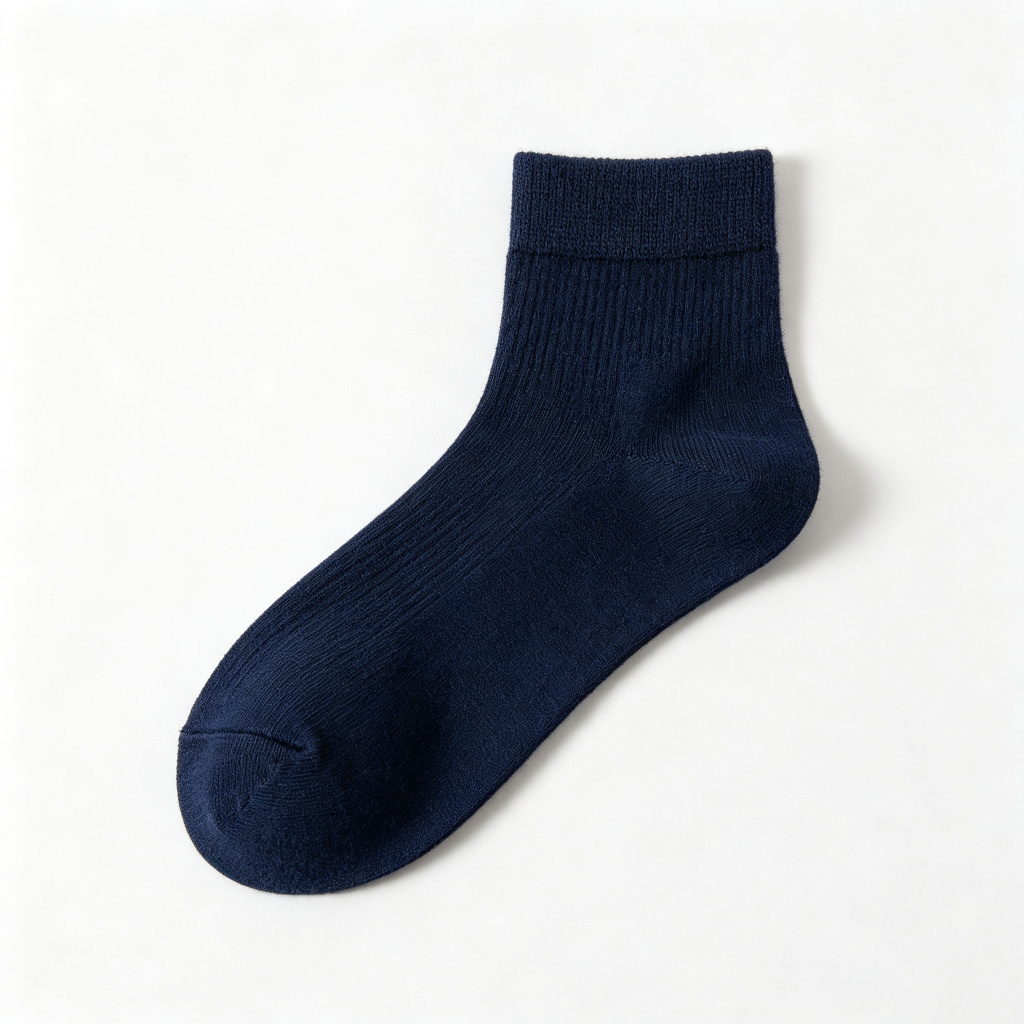 Navy Cotton Crew Length Socks