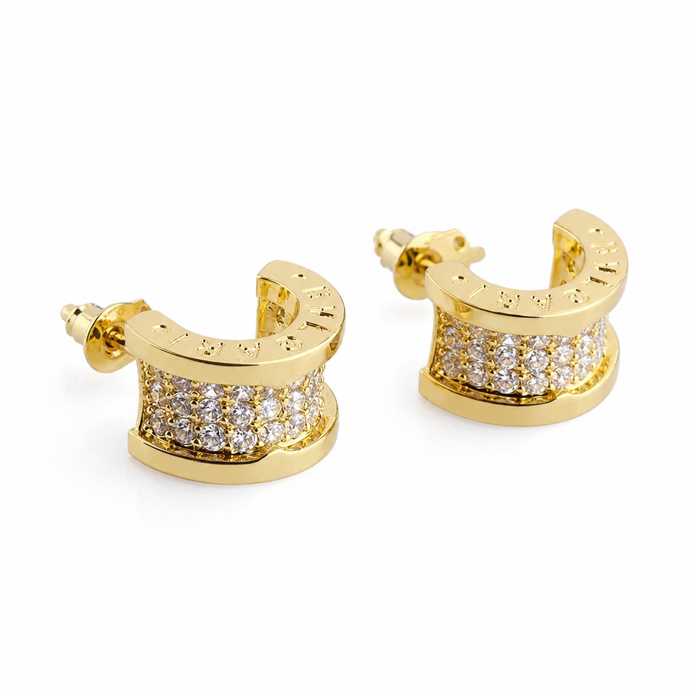 Gold Crystal Arc Earrings
