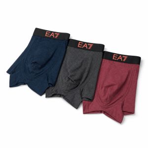 Navy Charcoal And Burgundy Three Pack Boxer Briefs
