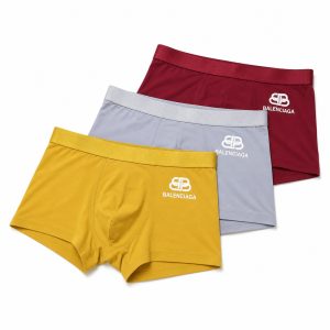 Mustard Gray And Burgundy Three Pack Boxer Briefs