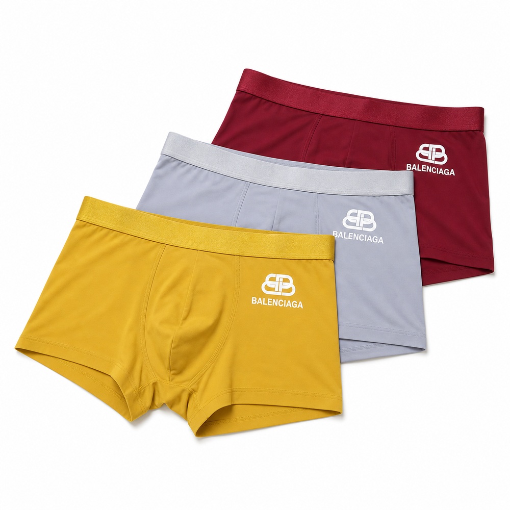 Mustard Gray And Burgundy Three Pack Boxer Briefs
