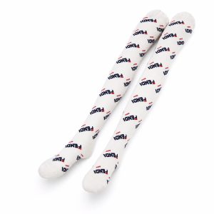 White Navy And Red Logo Over The Knee Socks