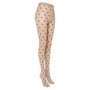 Nude Sheer Black Monogram Tights