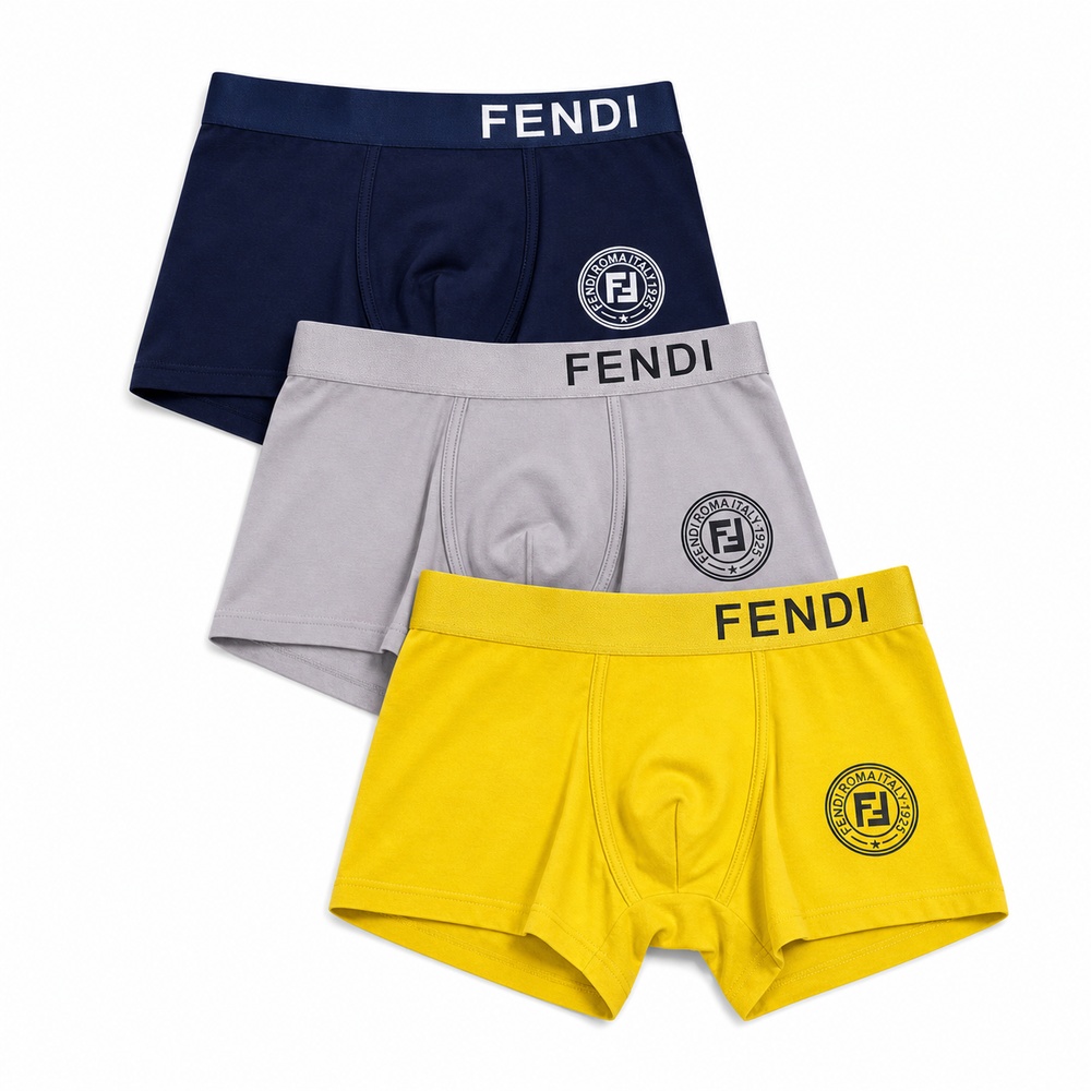 Yellow Gray And Navy Three Pack Emblem Boxer Briefs