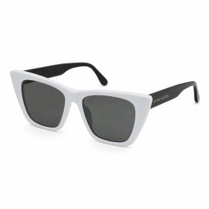 Light Gray White Thick Square Cat Eye Sunglasses