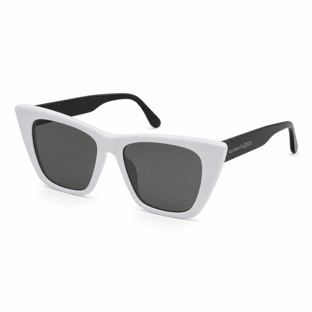 Light Gray White Thick Square Cat Eye Sunglasses