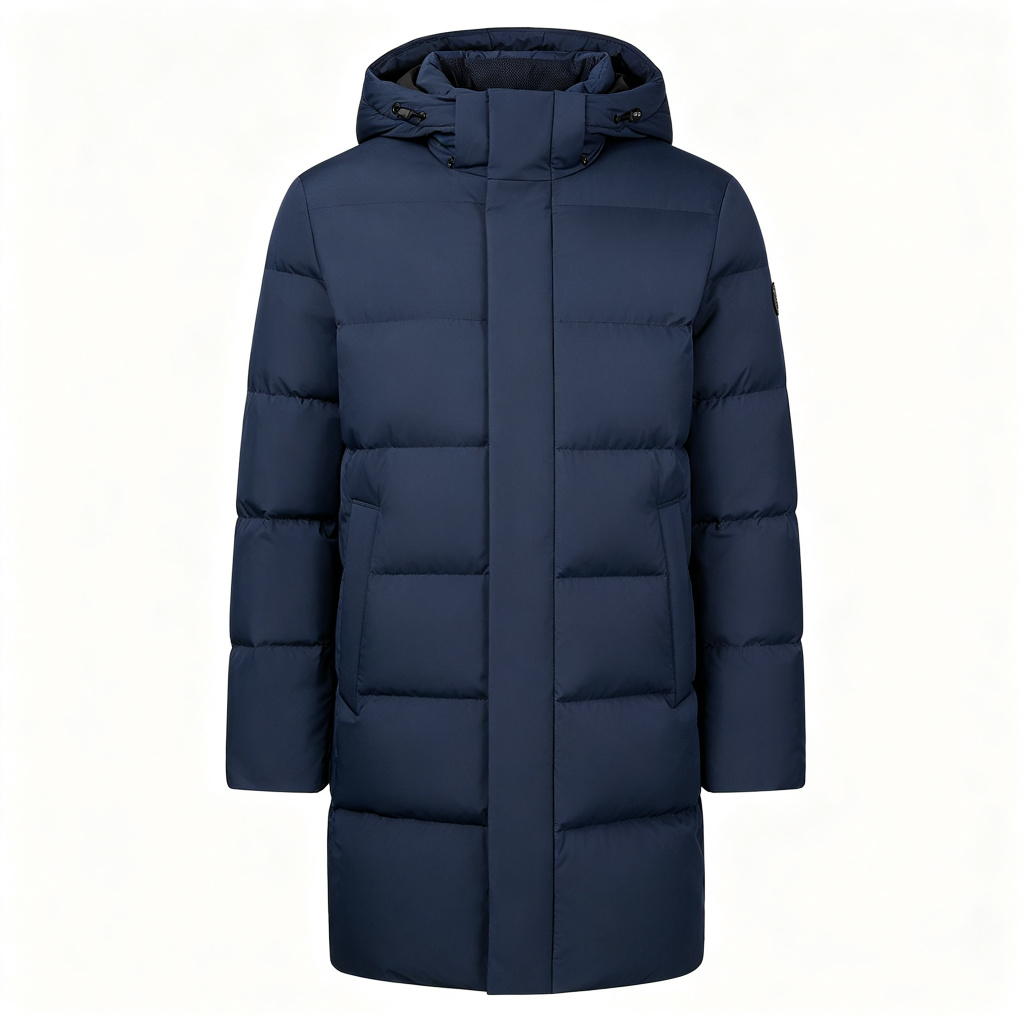 Dark Blue Mid Length Down Jacket