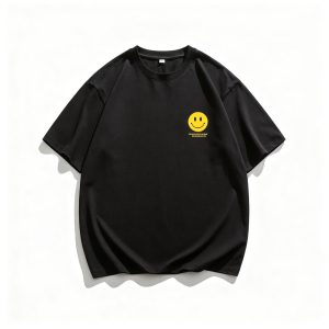 Black Smiley Face Graphic Oversized T-Shirt