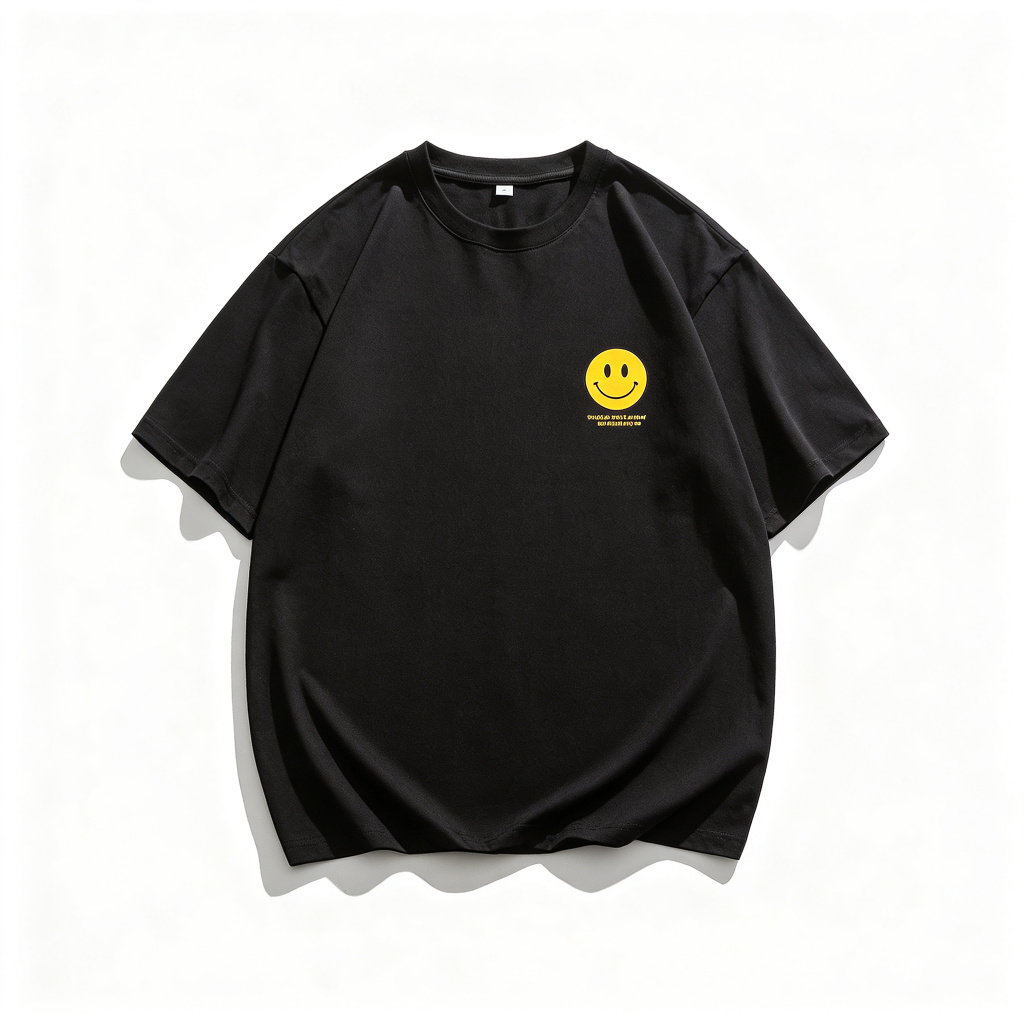Black Smiley Face Graphic Oversized T-Shirt