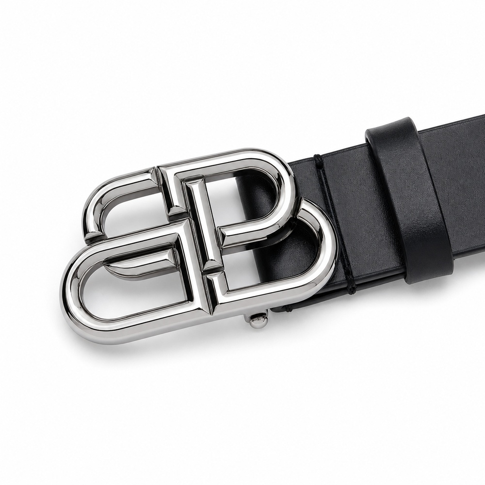 Black Narrow Silver Buckle Belt, 25mm – Bild 2