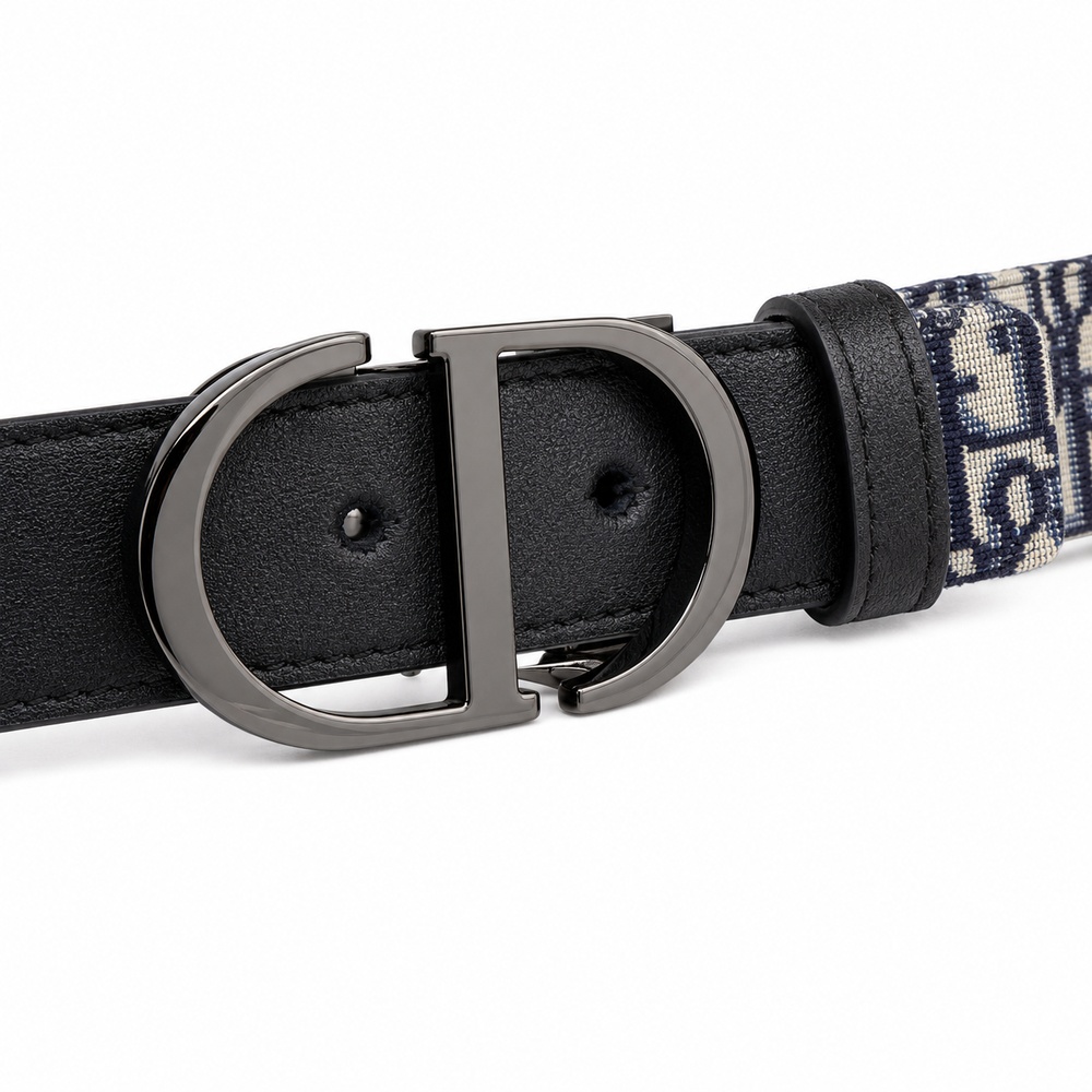 Reversible Black and Navy Patterned Belt, 30mm – Bild 2