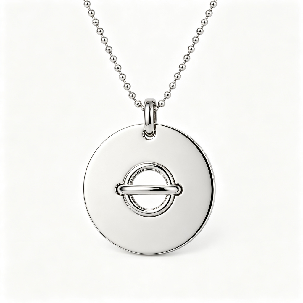 Silver-Tone Alloy (Non-Precious Metal) Circular Pendant Necklace – Bild 2