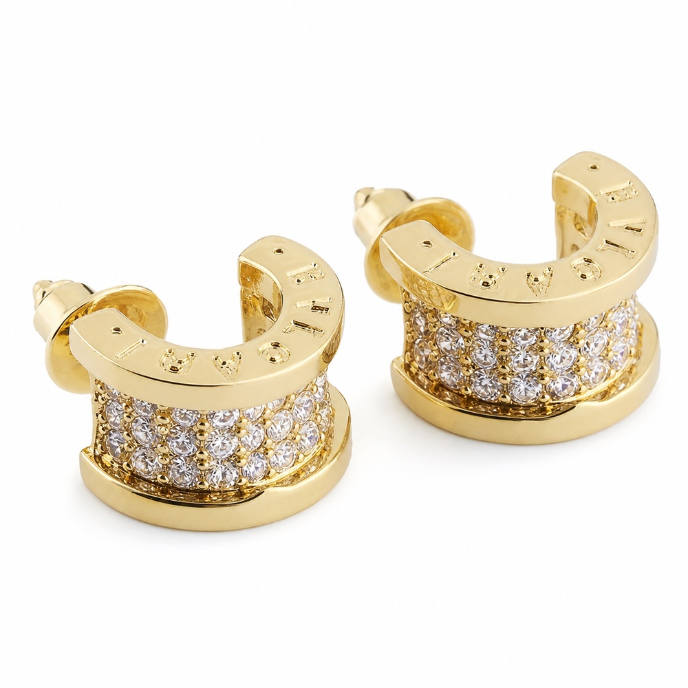 Gold Crystal Arc Earrings – Bild 2