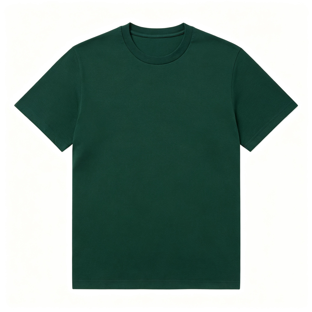 Dark Green Cotton Crew Neck Short Sleeve T-Shirt – Bild 2