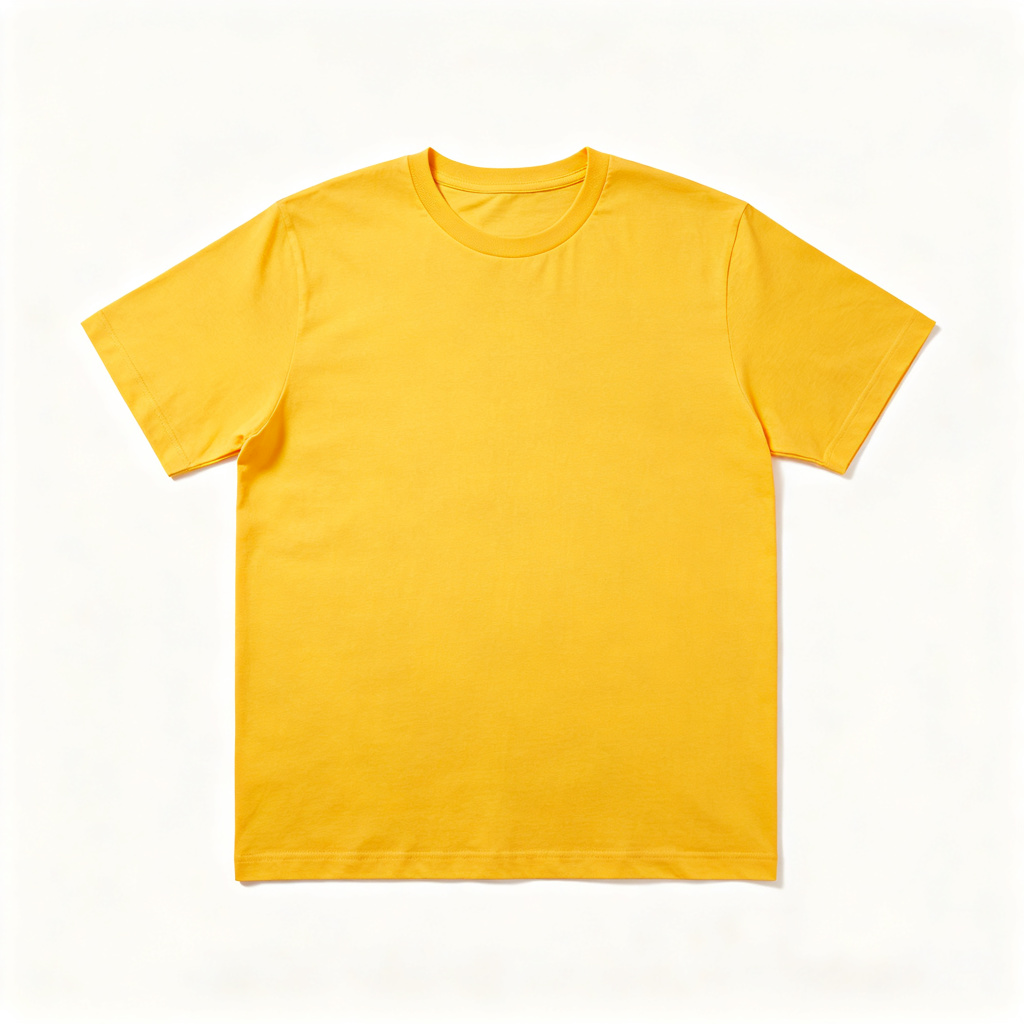 Yellow Cotton Crew Neck Short Sleeve T-Shirt – Bild 2