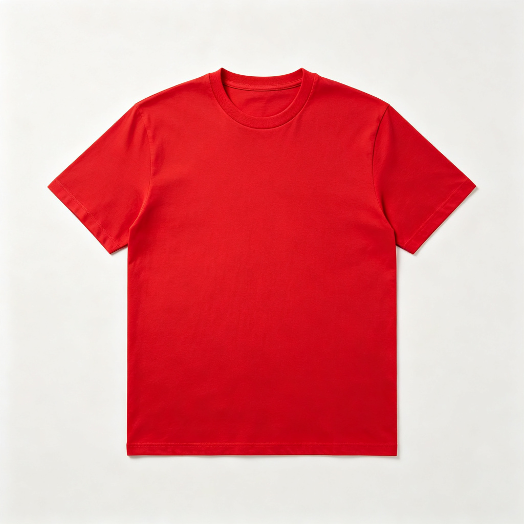Red Cotton Crew Neck Short Sleeve T-Shirt – Bild 2