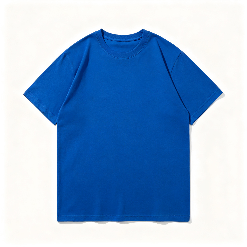 Royal Blue Cotton Crew Neck Short Sleeve T-Shirt – Bild 2