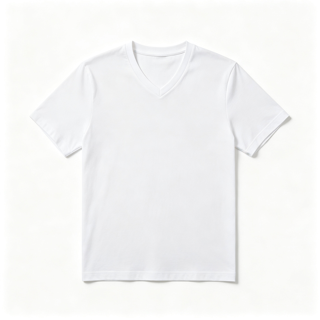 White V Neck Short Sleeve T-Shirt – Bild 2