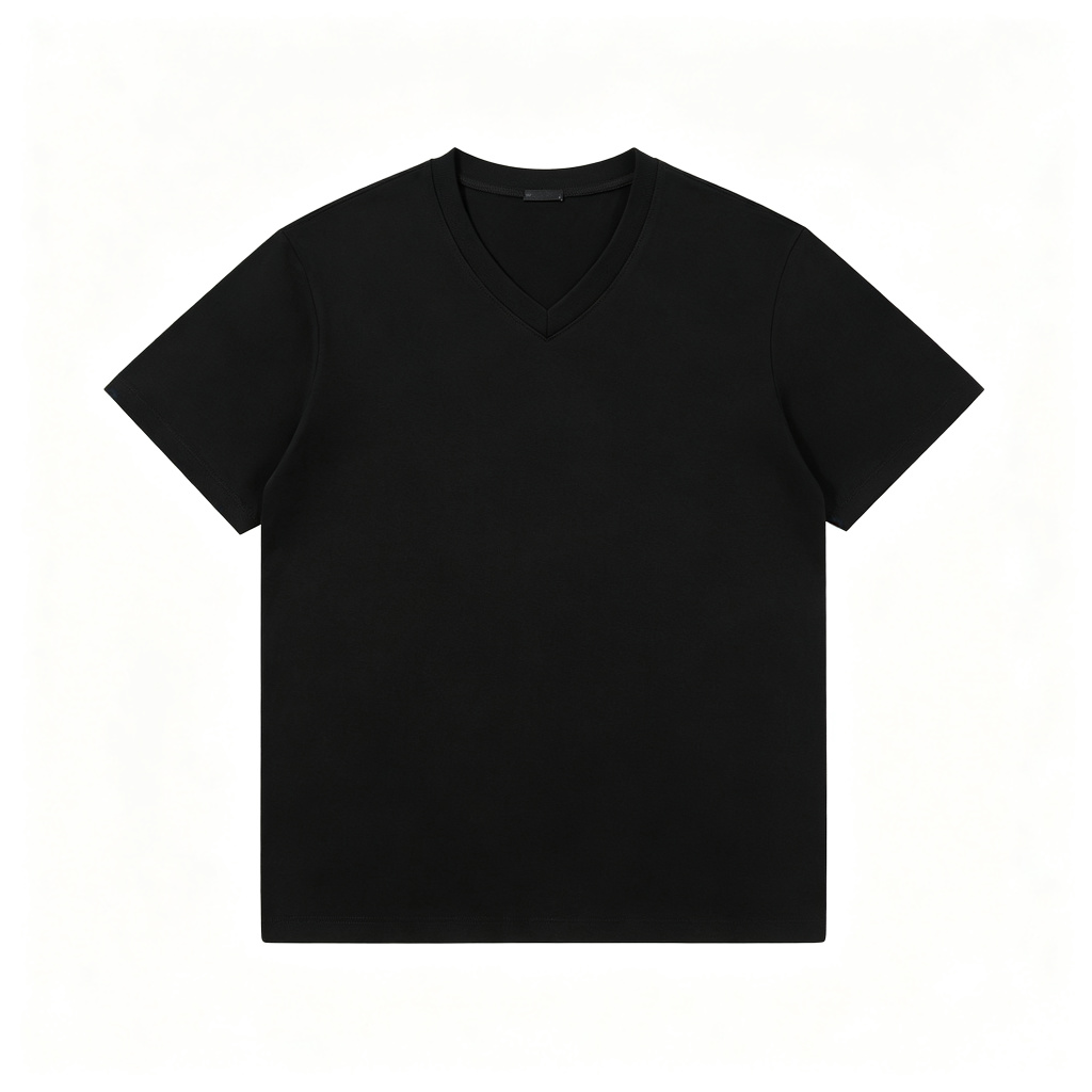 Black V Neck Short Sleeve T-Shirt – Bild 2