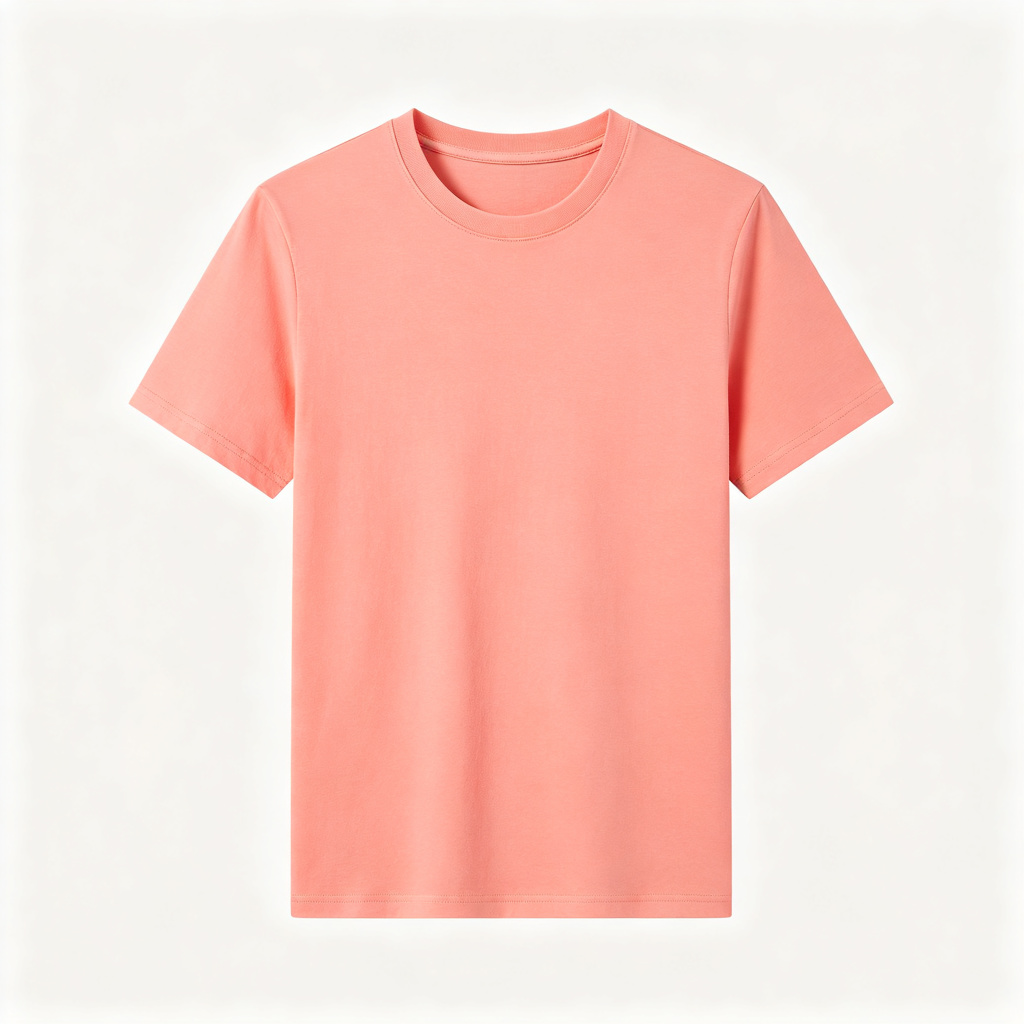 Coral Pink Crew Neck Short Sleeve T-Shirt – Bild 2