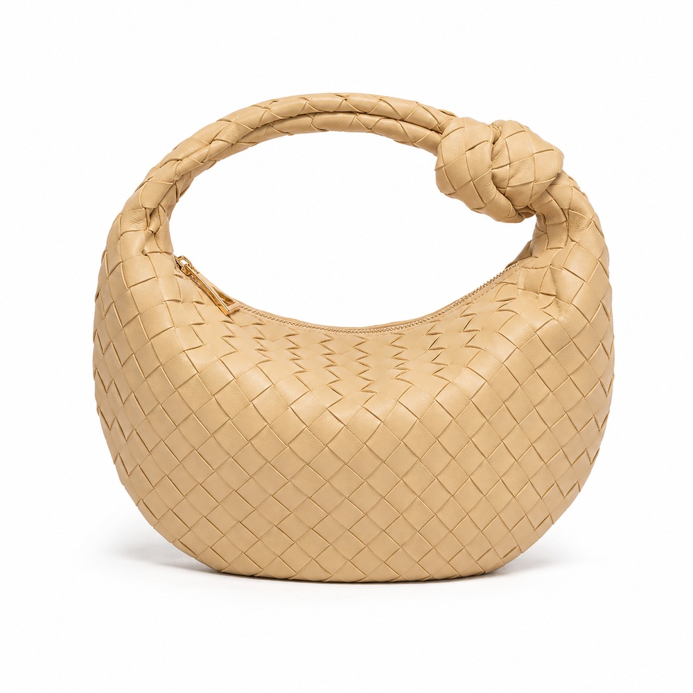 Beige Woven Crescent Hobo Bag – Bild 2