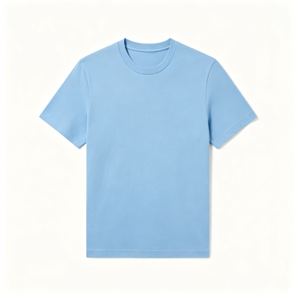 Sky Blue Crew Neck Short Sleeve T-Shirt – Bild 2
