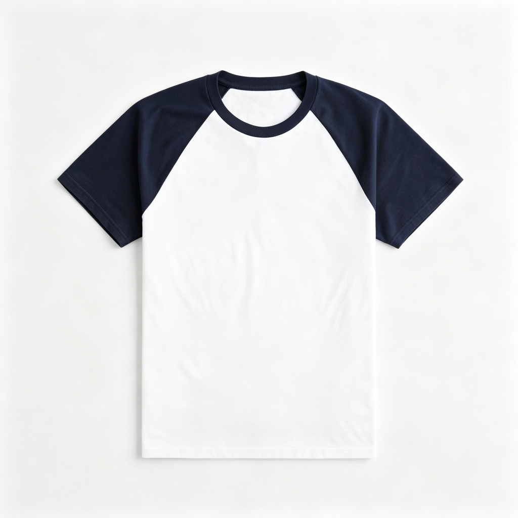 Navy Raglan Sleeve Crew Neck Short Sleeve T-Shirt – Bild 2
