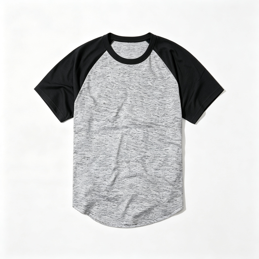 Heather Gray Black Raglan Sleeve T-Shirt – Bild 2