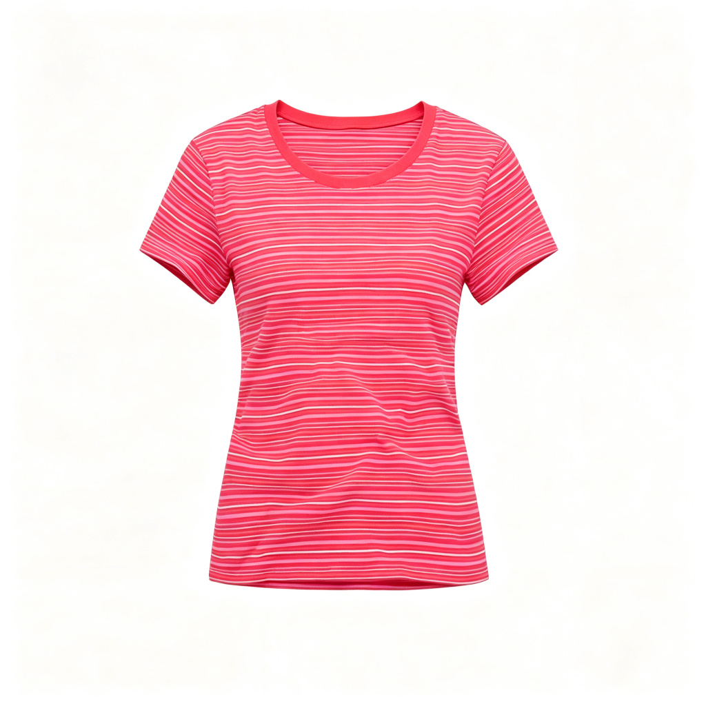 Red Pink Stripe Women's Crew Neck T-Shirt – Bild 2
