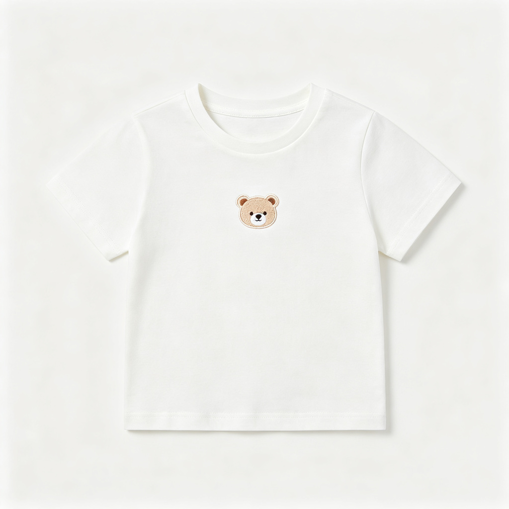 White Cute Bear Print Kids T-Shirt – Bild 2