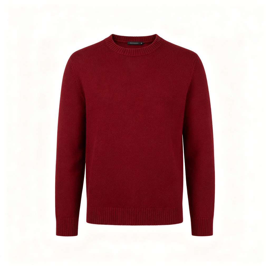 Burgundy Crew Neck Knit Sweater – Bild 2
