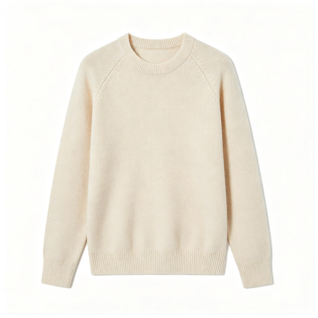 Beige Crew Neck Knit Sweater – Bild 2