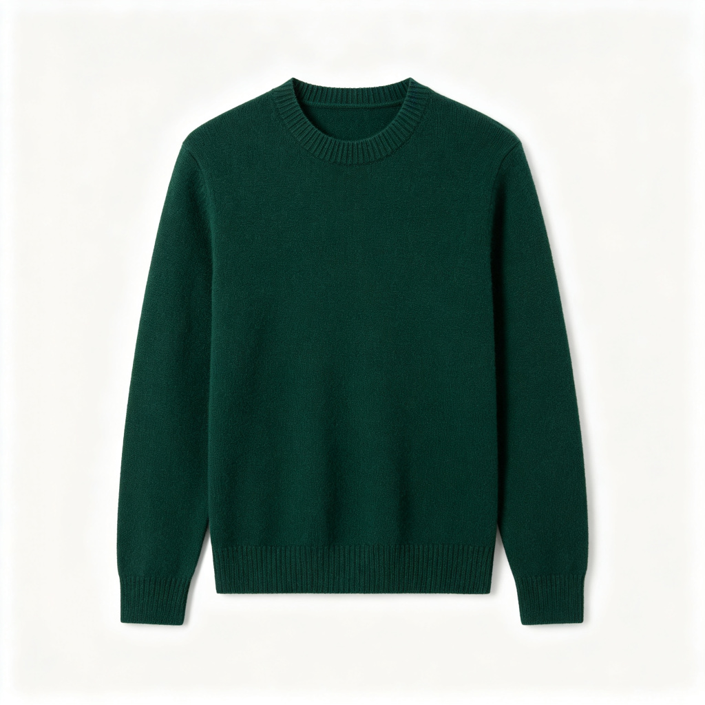 Dark Green Crew Neck Knit Sweater – Bild 2