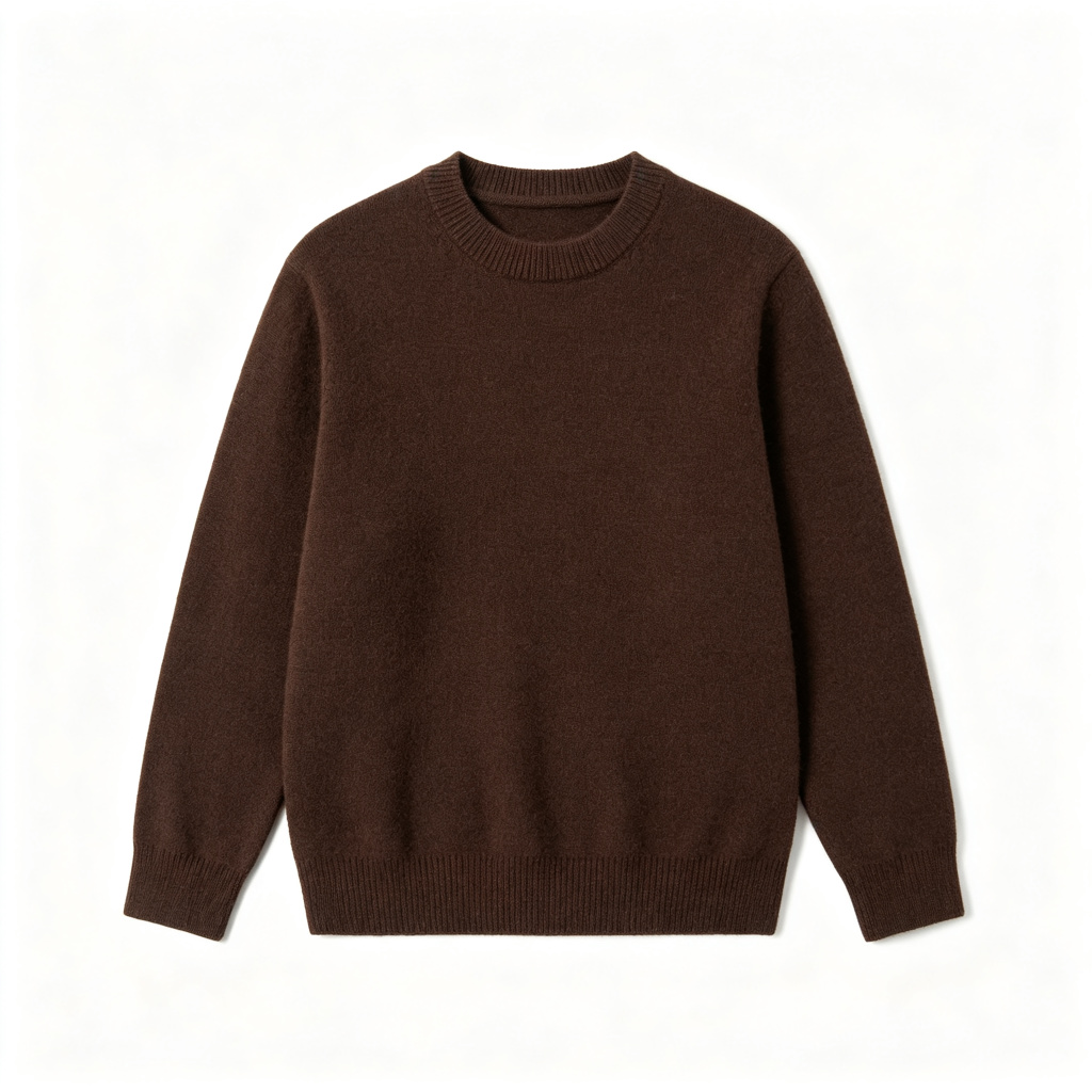 Dark Brown Crew Neck Knit Sweater – Bild 2