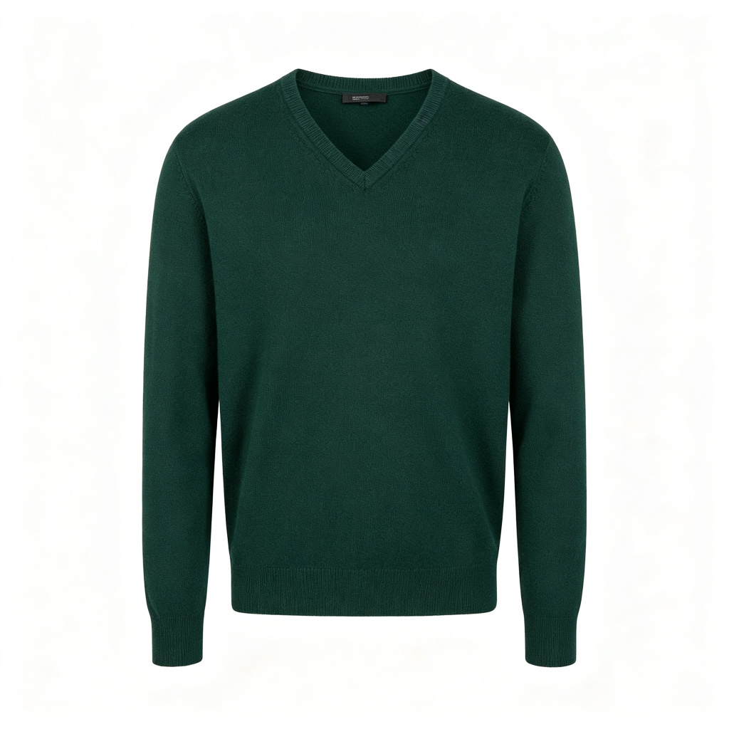 Dark Green V Neck Knit Sweater – Bild 2
