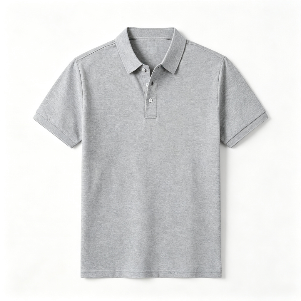 Light Heather Gray Polo Collar Polo Shirt – Bild 2