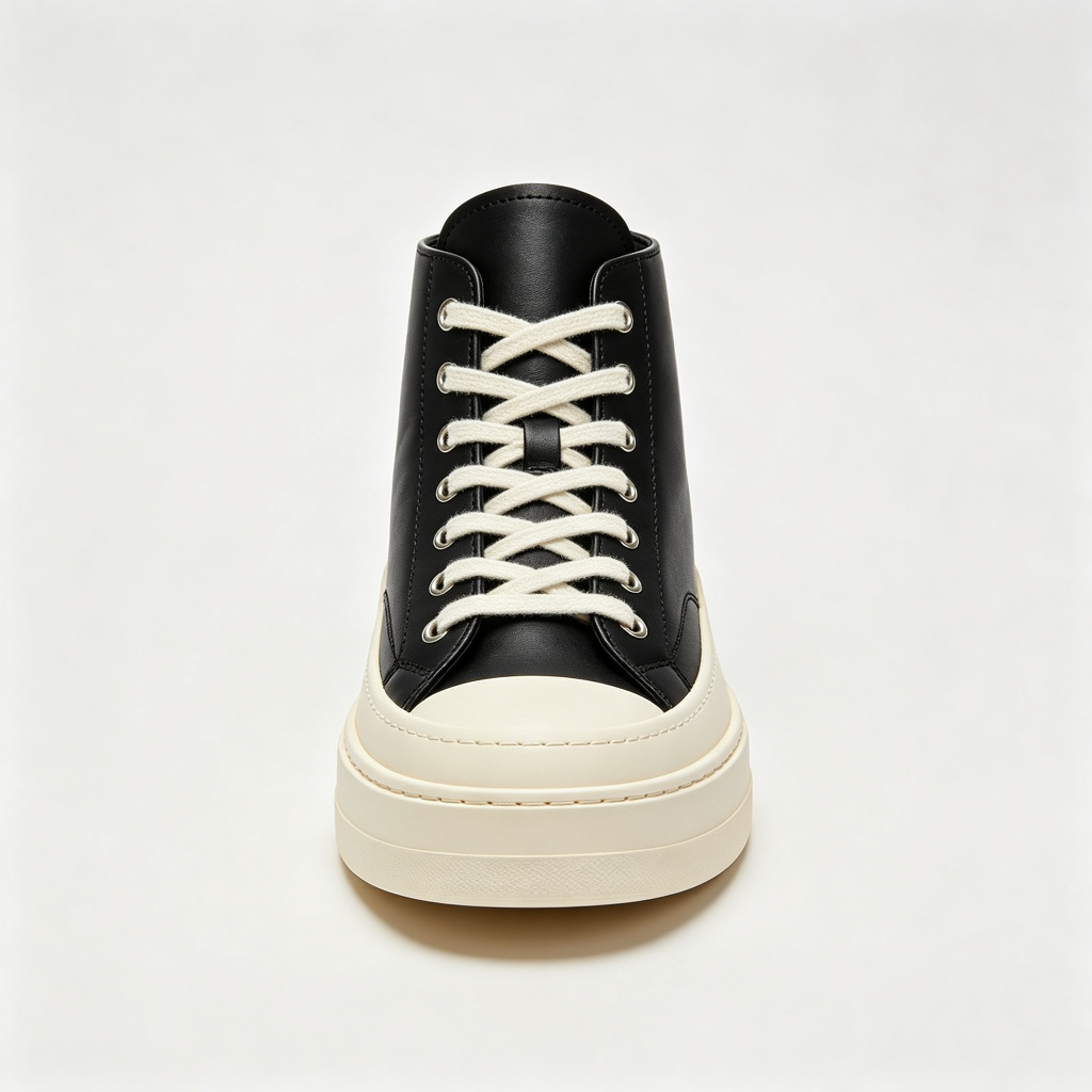Black Leather High Top Platform Sneakers – Bild 2