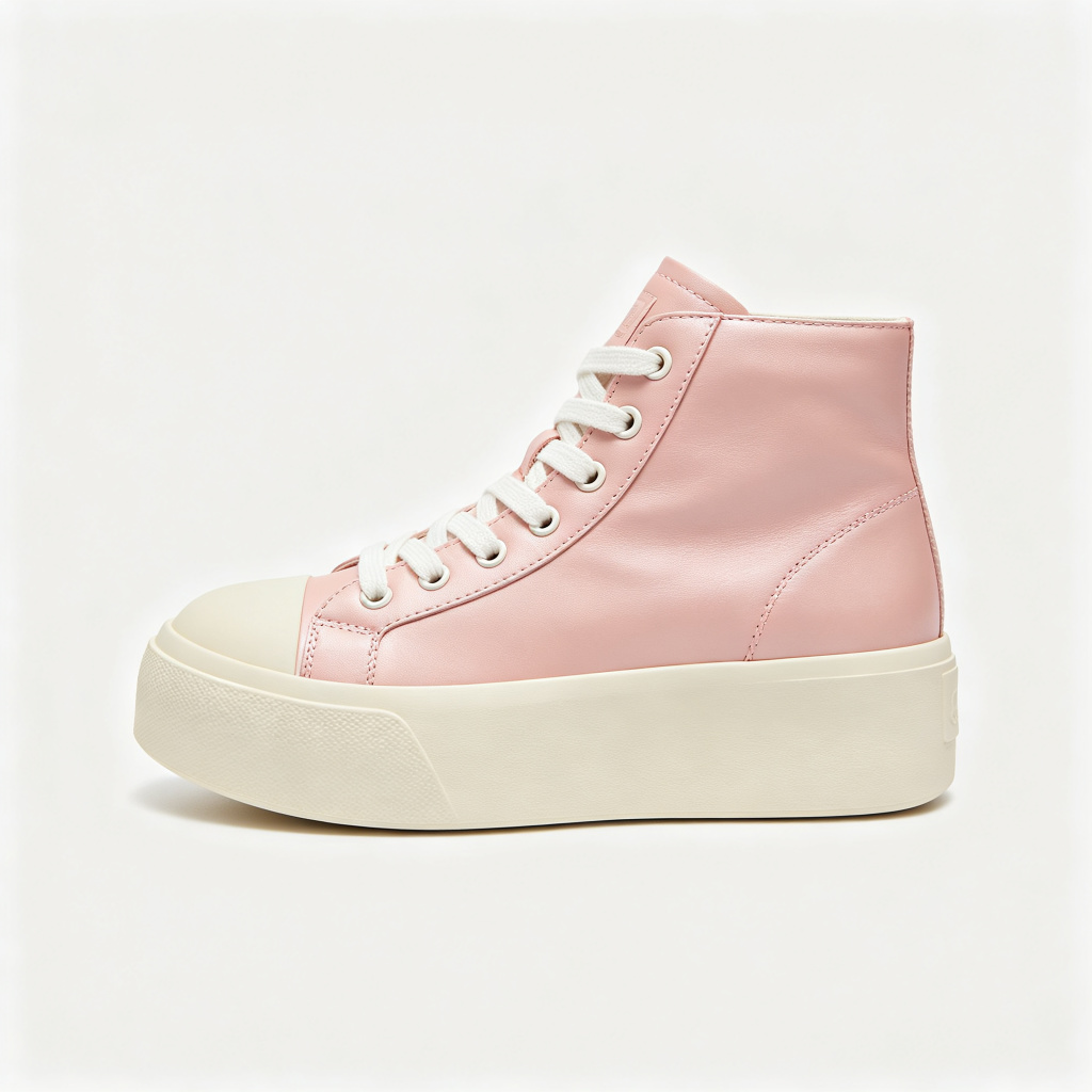 Pink Leather High Top Platform Sneakers – Bild 2