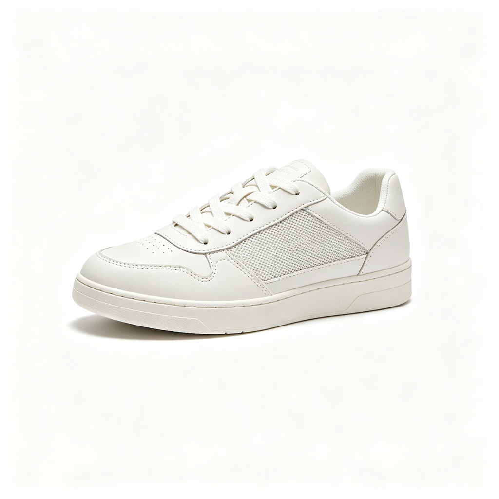 White Leather Mesh Low Top Sneakers – Bild 2