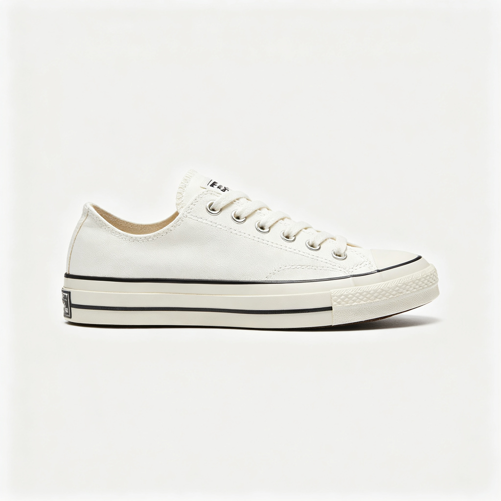 White Low Top Canvas Sneakers – Bild 2