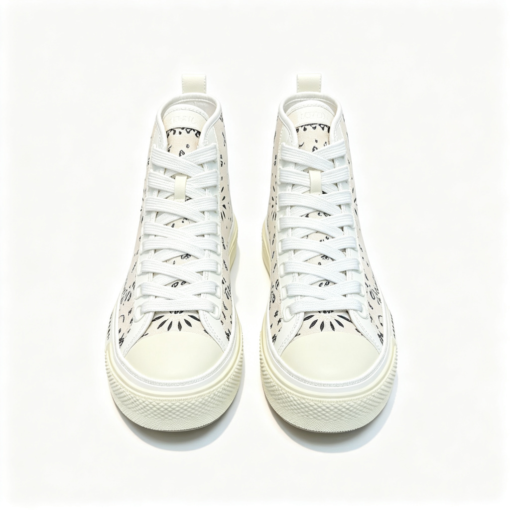 White Paisley High Top Canvas Shoes – Bild 2
