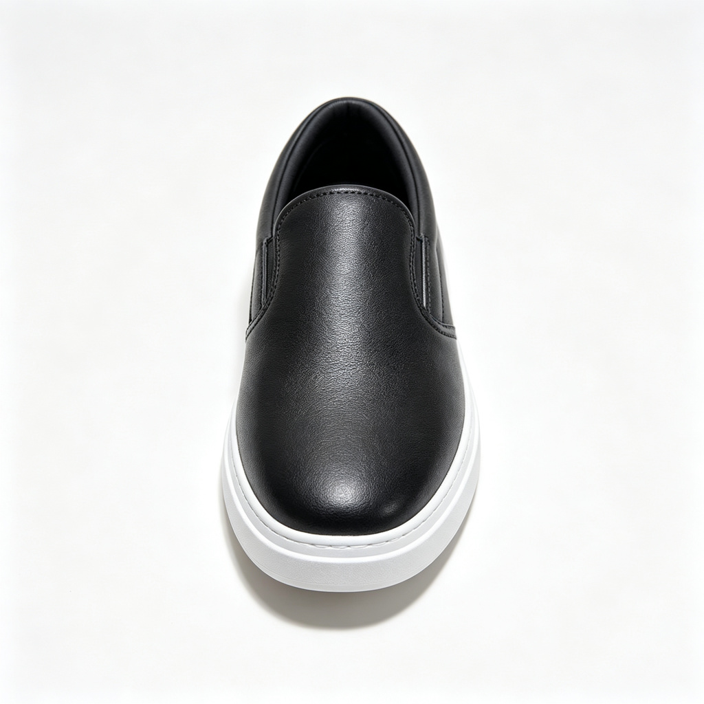 Black Leather Slip On Casual Shoes – Bild 2
