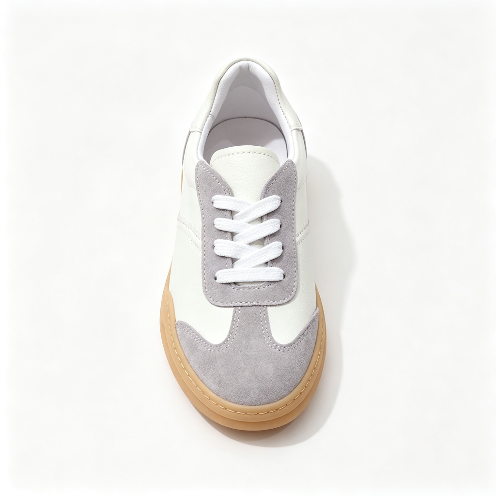 White Gray Color Block Suede Skate Shoes – Bild 2
