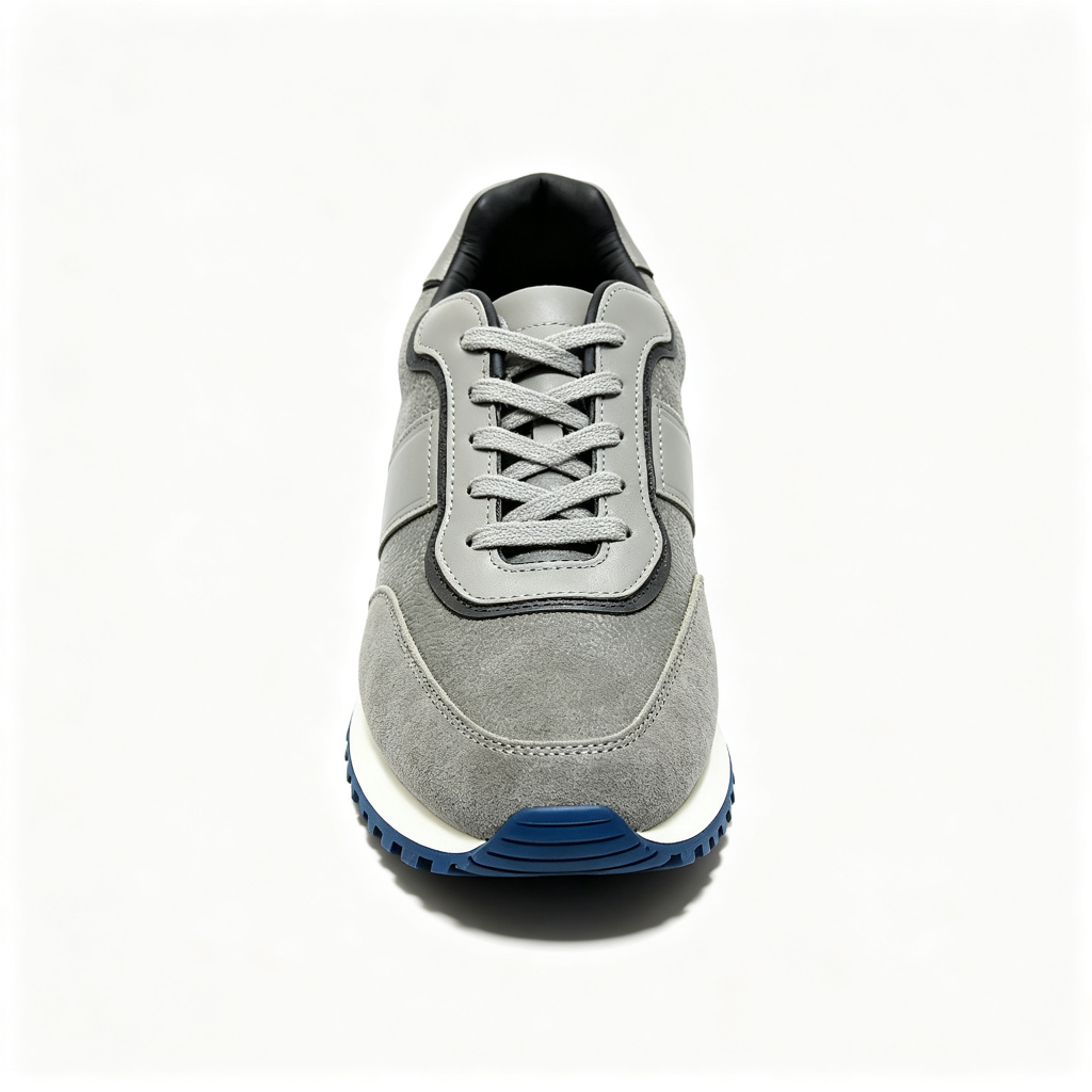 Gray Leather Retro Running Shoes – Bild 2