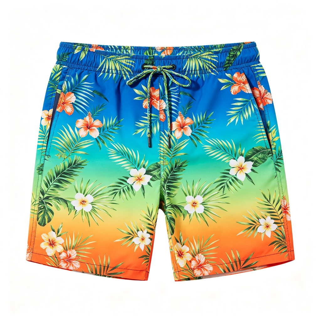 Colorful Gradient Tropical Print Beach Shorts – Bild 2