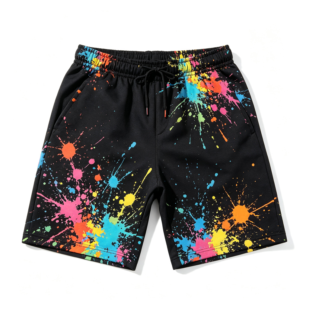 Black Splatter Print Shorts – Bild 2
