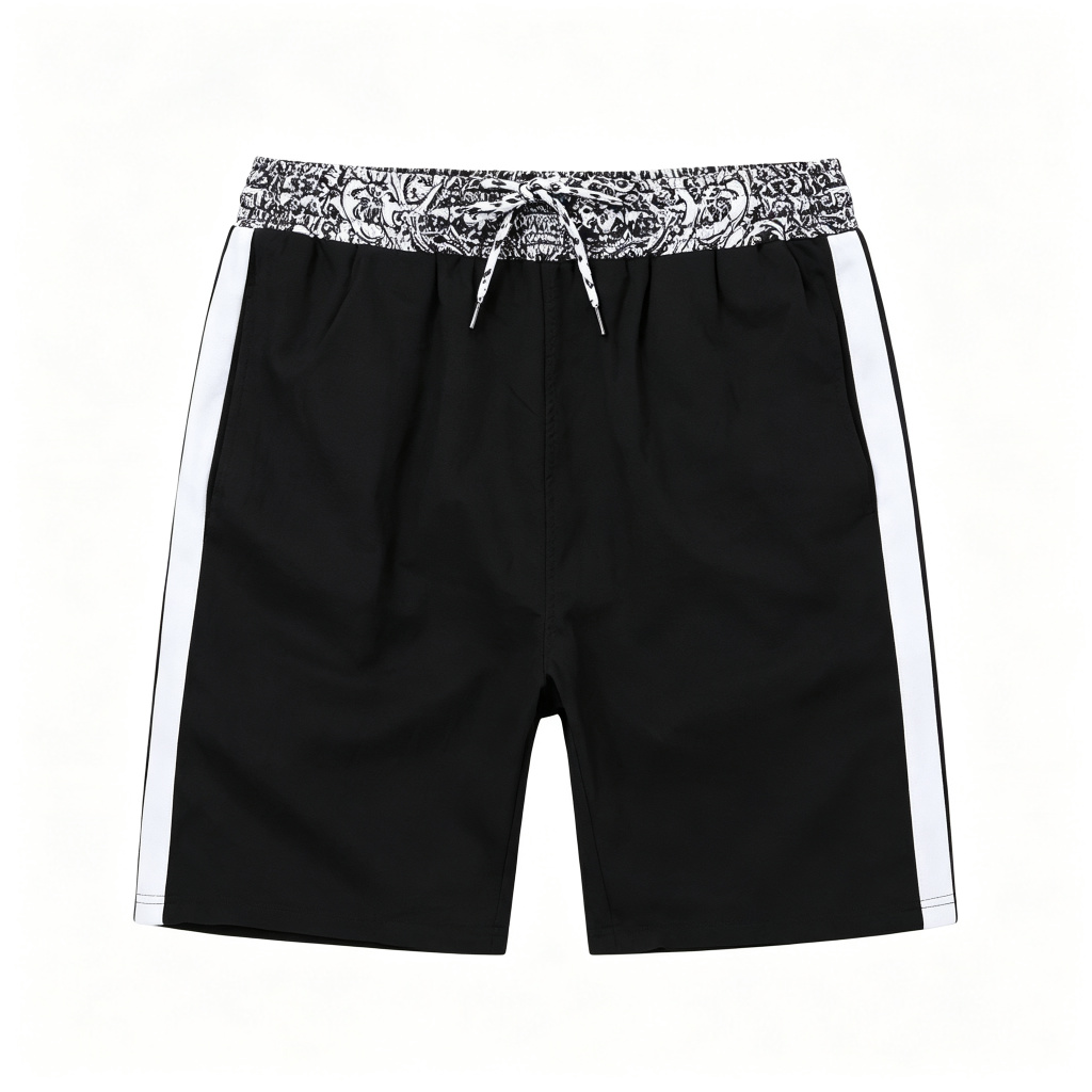 Black White Stripe Beach Shorts – Bild 2
