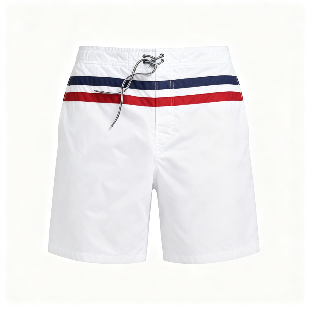 White Red Blue Stripe Beach Shorts – Bild 2